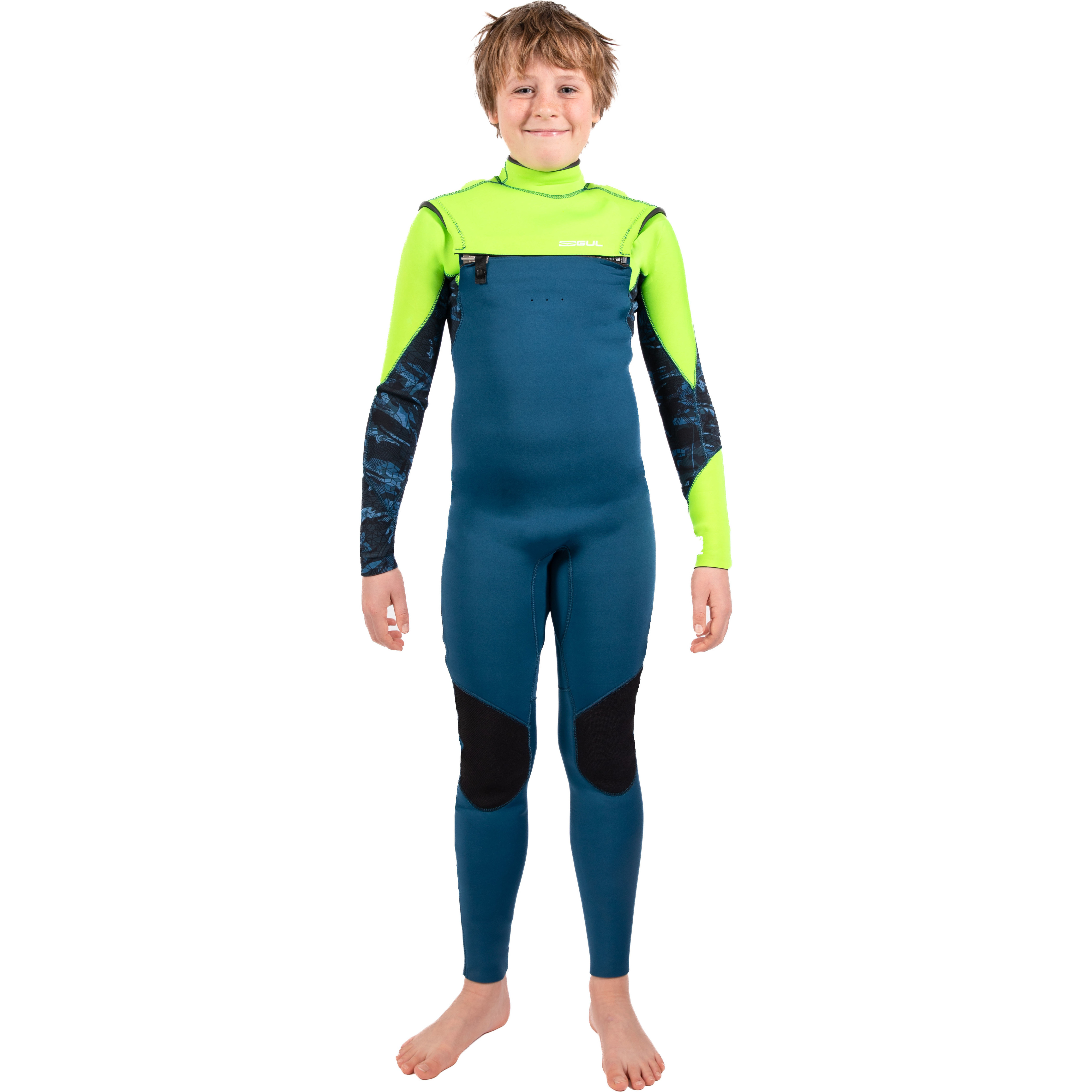 2025 Gul Junior Response FX 3/2mm Chest Zip Wetsuit RE1252-C1 - Navy / Sulphur